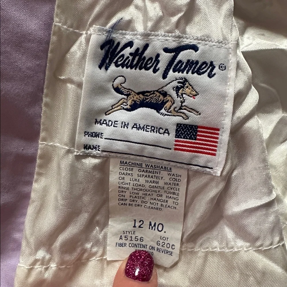 Weather tamer Vintage Lavender lace trim Hooded Jacket girls size 12‎ months